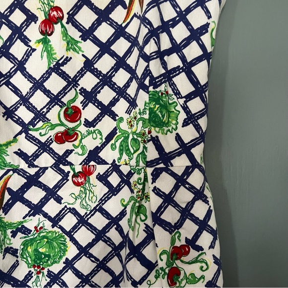 RARE Vintage Vegetable Veggie Market Print Lilly Pulitzer Shift 0/2 - Picture 2 of 5